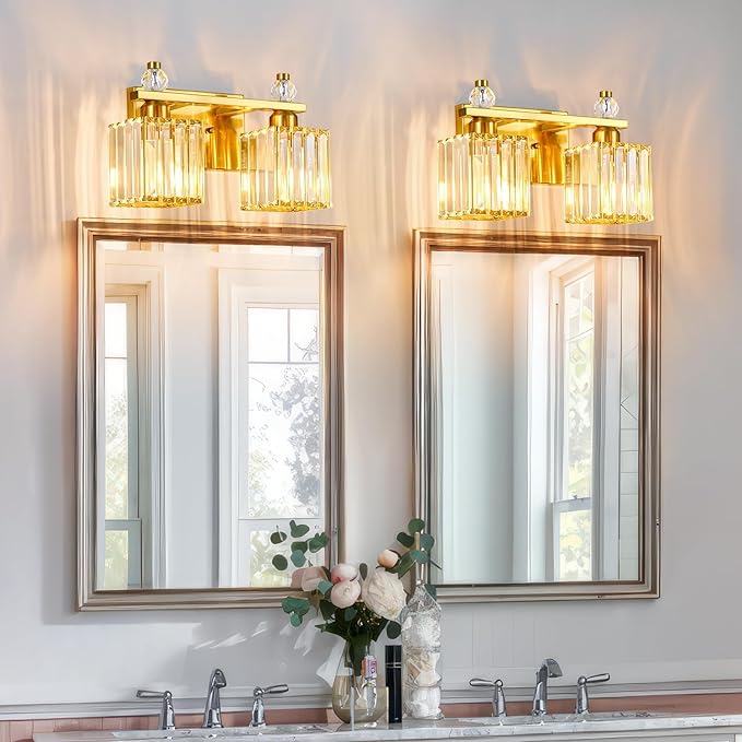 Gold Bathroom Vanity Lights Crystal Vanity Light Bathroom Lighting Fixtures 2 Light Modern Vanity Lighting Fixtures