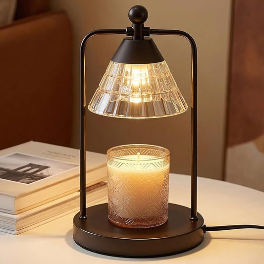 Candle Warmer Lamp with Timer Dimmer, Electric Wax Melt Warmer Lamp for Jar Candles Lights, Candle Lamp Warmer with 2 Bulbs, Birthday Gifts for Women, House Warming Gifts New Home Decor, Black