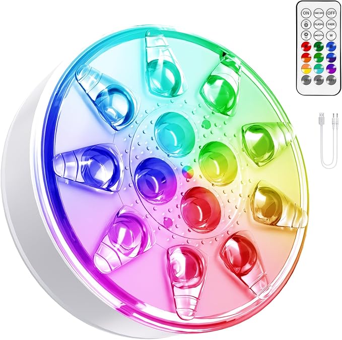Rechargeable Pool Lights - 1 Pack, IP68 Waterproof Submersible LED Pool Lights with Remote, Pool Decor Light Accessories for Inground Pools, Above Ground Pools, Party Decoration