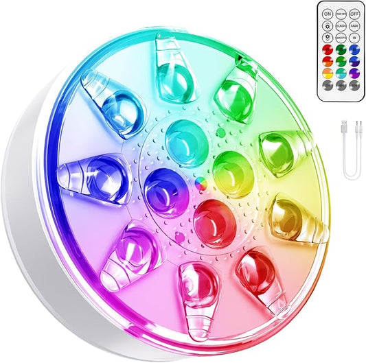 Rechargeable Pool Lights - 1 Pack, IP68 Waterproof Submersible LED Pool Lights with Remote, Pool Decor Light Accessories for Inground Pools, Above Ground Pools, Party Decoration