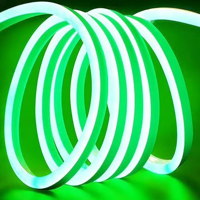 LED Neon Strip Lights, 50ft AC 110V-130V Super Bright Rope Light Sign String 30000LM Waterproof IP68 for Outdoor Indoor Commercial Lighting Decor(Green)