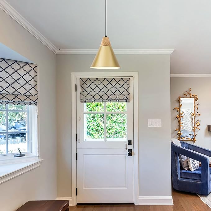 Gold Plug in Pendant Light, 2 Pack 9.4inch Hanging Lights with Plug in Cord 14.7 ft, Hanging Pendant Light, Hanging Lamp Plug in for Bedroom, Kitchen