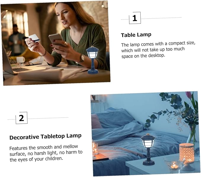 Angoily Smart USB Table Lamp Retro Palace Lantern Ornaments Desk Lamp Aesthetic Cordless Night Light
