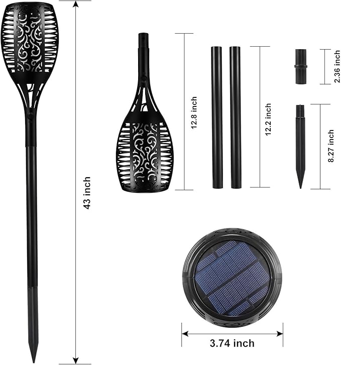 Solar Torch 43" (Super Large Size) with Flickering Flame, 99 LED Outdoor Waterproof Solar Powered Lights for Holiday Decorations Outside Garden Yard Pathway Decor