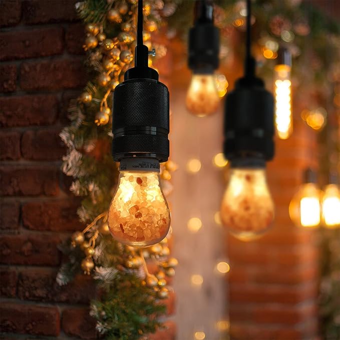 Himalayan Glow Salt LED Light Bulb, 60-Watt Equivalent, Dimmable, A19 Light Bulb, Warm Amber Glow, E26 Edison Light Bulb for Decor, Homes, Offices Kitchen - 2 Counts