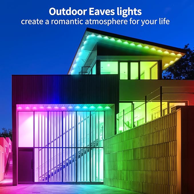 100ft Permanent Outdoor Light,RGB Eaves Lights with App Control Remote,DIY IP67 Waterproof Under Eave Lighting,Outside led Lights for Christmas,Garden,House Decorations