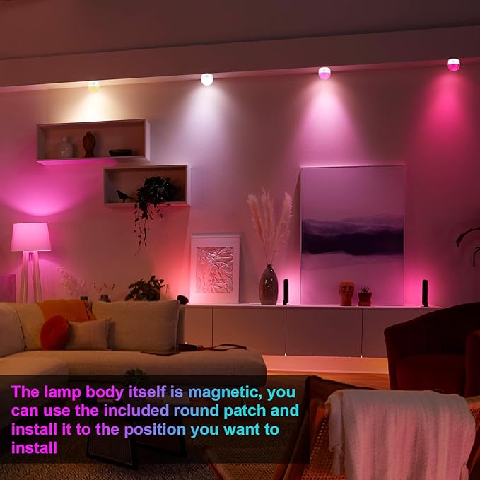 SCOPOW 2Packs E26 Rechargeable Light Bulbs with Remote, 6W 450lm Battery Operated Magnetic Light Bulbs 2500mAh, 15 RGB Color, Timer, Dimmer for Non-Hardwired Lamp