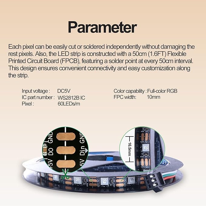 WS2812B RGB LED Strip Light-KA001 5M/16.4FT APP Remote Control for Bambu Lab X1/P1P/P2S/H2D 3D Printer Accessories MakerWorld Models Lamp 300 LEDs Ideal DIY 3D Print Valentine's Day Gift