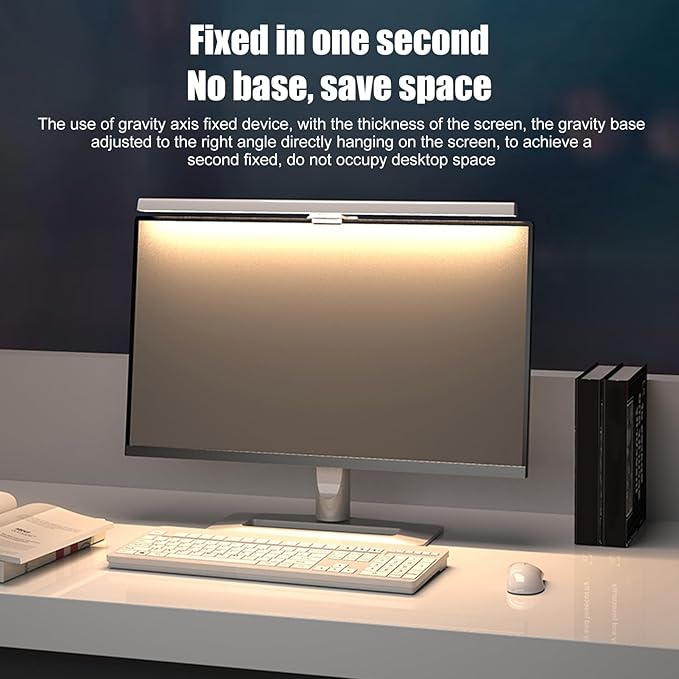 Computer Monitor Lamp, Screen Anti Blue Light Bar, 3 Color Temp Infinite Dimming Eye Light with Touch Control (White)