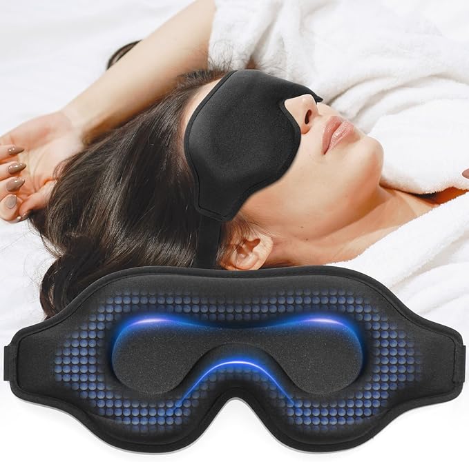 Sleep Eye Mask for Men Women, Weighted Eye Mask Blackout with Adjustable Strap, Lash Extensions Sleeping Mask for Travel (Black, 4.6oz)