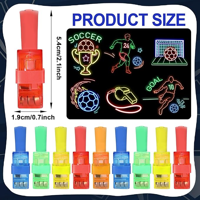 36Pcs Soccer Themed LED Finger Lights Soccer Party Favors Glow in the Dark Light Up Finger Lights Sport Themed Toys Bulk for Kids Boys Girls Sport Birthday Goodie Bags Stuffers Classroom Prizes Gifts