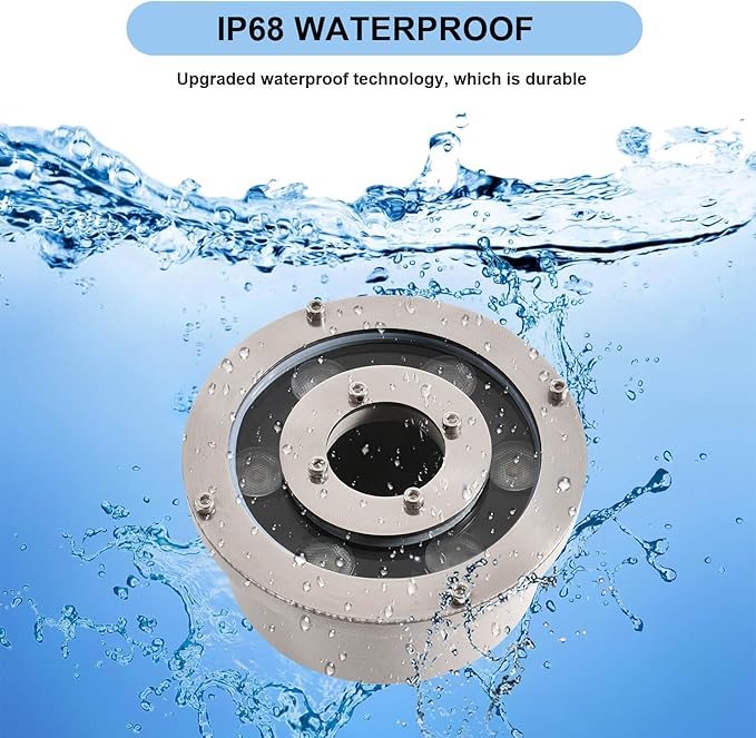 Fountain Light LED Underwater Pond Lights 18W RGB Color Changing with Remote AC12V IP68 Waterproof Submersible Light for Garden Fountain Pond