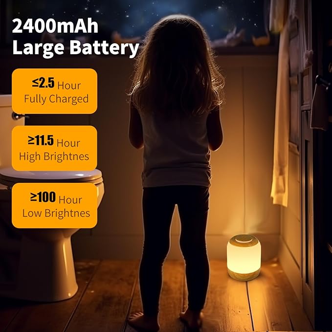 2 Pack Eye Caring Soft Night Light, Touch night light for Baby, Kids and Adults, Small Cute Bedside Lamp, 3 Colors, Dimmable, USB Rechargeable Warm Night Light for Bedrooms, Baby Nursery and Sleep Aid