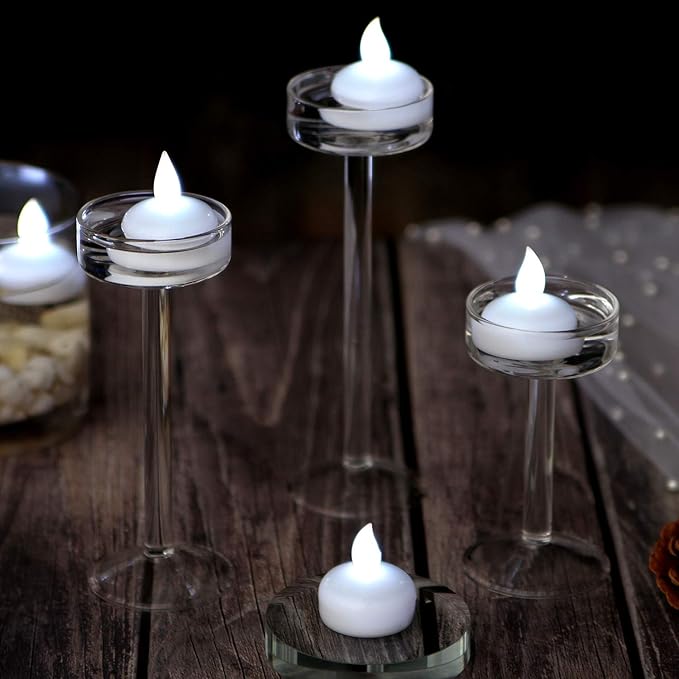 IMAGE Floating Candles, Flameless Floating LED Tea Lights 12 Pack Waterproof Tealight Candles for Wedding Party Spa Home Indoor Outdoor Decor-Cool White