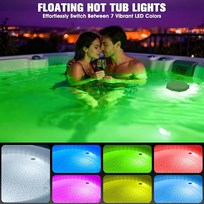 Floating Pool Lights, Upgraded Pool Light That Float, Starfish Pools Lights for Above Inground Pools, IP68 Waterproof Color Changing Magnetic Pond Light for Hot tub,Bathtub,Halloween,Christmas-2pcs