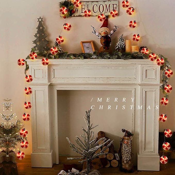 Christmas Candy String Lights, 8.5Ft Christmas Decorations Fairy Lights with 10 Lollipop Light, Connectable Candy Decor Lights UL Listed for Camping Patio Christmas Tree Wedding Party Thanksgiving