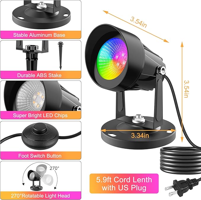 T-SUN Spot Lights Indoor, Led Spot Lights with Smart APP & Remote, Plant Spotlight Indoor Uplights, 16M Colors Floor Light Dimmable Music Sync Timer for Festival Party Tree Decor Home