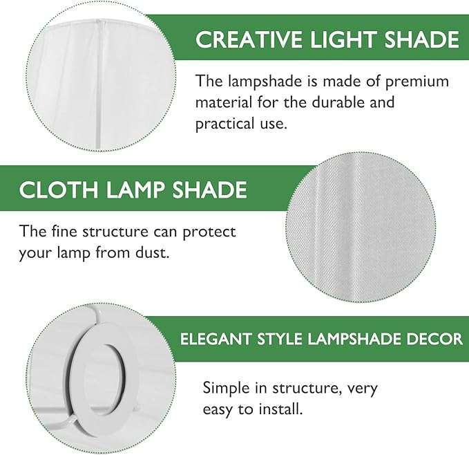 Cloth Lamp Shade, Pleated Lamp Cover Clip on Lampshade Table Lamp Chandelier Shades for Home (White)