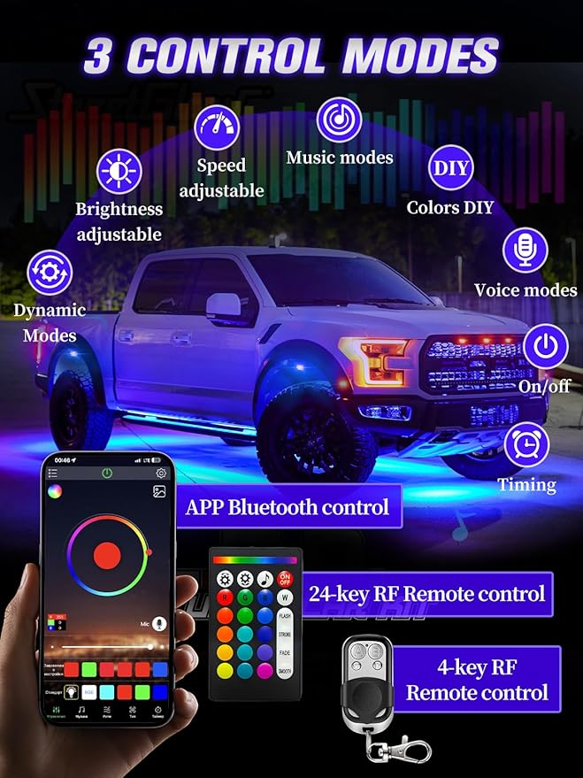 12Pods 5 Sides Full Angle RGB LED Rock Lights Kits High Brightness 27 Beads RGBW 5050 IP68 Waterproof Underglow Multicolor Exterior Wheel Rock Lights for 12V Trucks Jeep Offroad Pickup UTV ATV RZR SUV