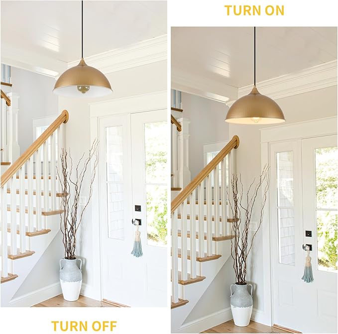 Pendant Lighting for Kitchen Island, 2 Pack 12" Dome Pendant Light Fixtures with Gold and White Finish Industrial Hanging Pendant Light for Dining Room