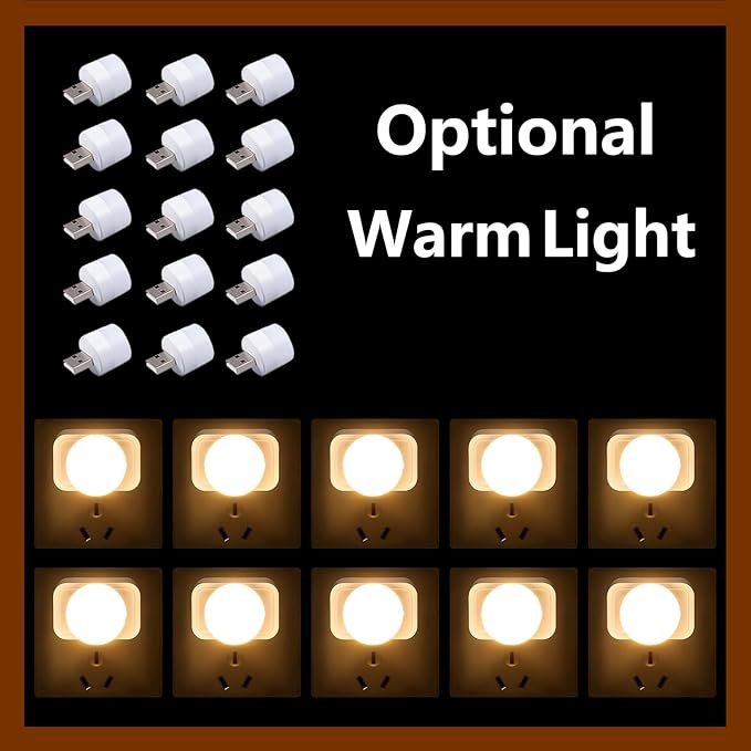 15 Pieces Mini USB Night Light, LED Light, Energy Saving LED, USB Laptop Light Bulb Night Lamp (Suitable Adapter 5V 1A) (White Light)