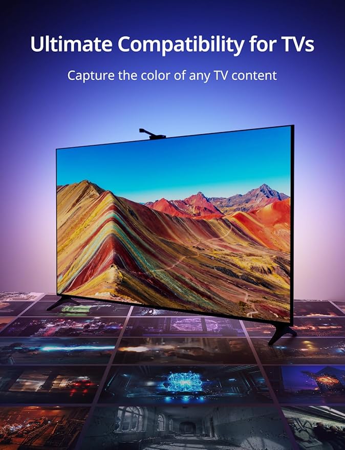 Ailofy TV LED Backlight with HD Wide-Angle Camera for 40-50 Inch TVs, Full-Screen Color Sync Lights for Gaming, Movies & Streaming, App Control, Works with Alexa & Google Assistant