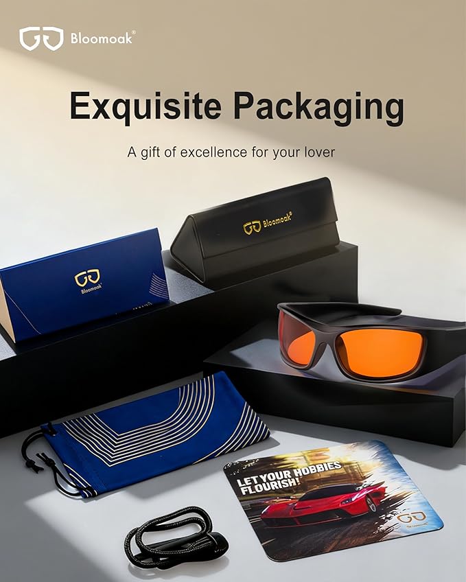 Bloomoak 99% Blue Light Blocking Glasses,Nighttime Sleep,Fully Wraparound Your Eyes with No Leaks for Side Glare/Dry Eyes