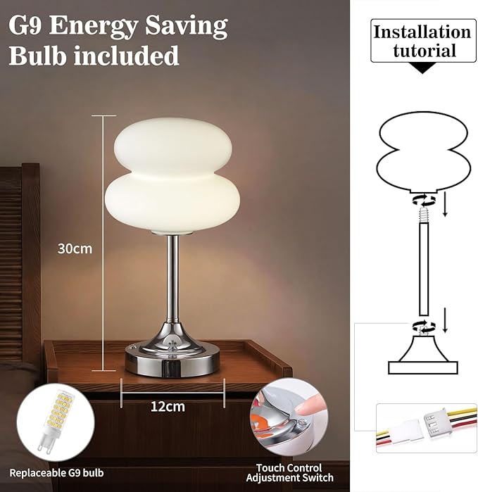 Cordless Mushroom Lamp Table Lamp for Bedroom, Battery Operate Mini Modern Mid Century Lamps,Unique Aesthetic Home Living Room Decor