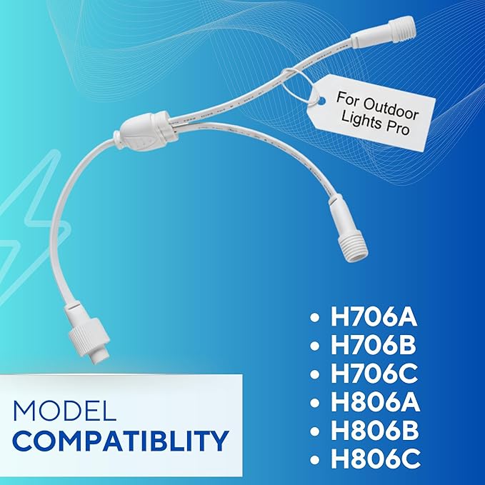 3-Pin IP68 Y Splitter – Specifically Designed for Govee Permanent Outdoor Lights Pro/Version 1 (H706A, H706B, H706C) – Waterproof Cable Connector for Roofline, Eaves, and Outdoor Holiday Lighting