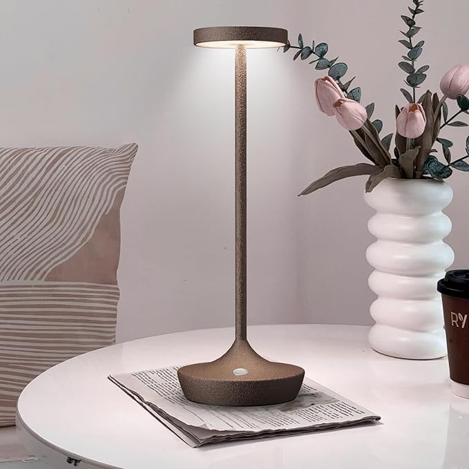 Rechargeable Cordless Table Lamp, LED Portable Powered LED Battery Light 6000mAh USB Desk Lamp Outdoor Waterproof Table Lamps for Patio Restaurant Dining (2 Rust)