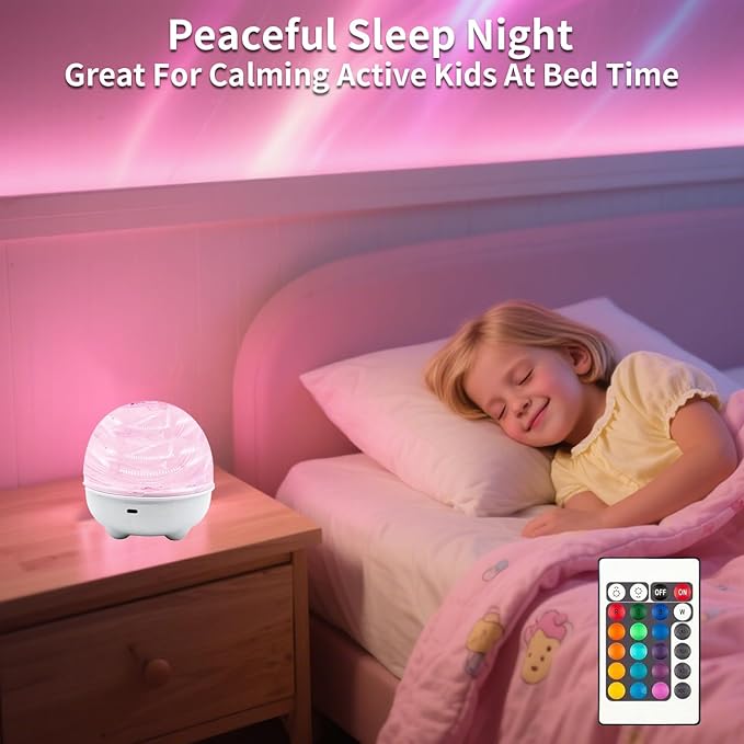 Aurora Light Projector, 2400mah Galaxy Projector for Bedroom, 16 Light Color Aurora Night Light with Touch & Remote, Dimmable Mood Lighting Ocean Lamp for Playroom Kids Teen Girl Gift