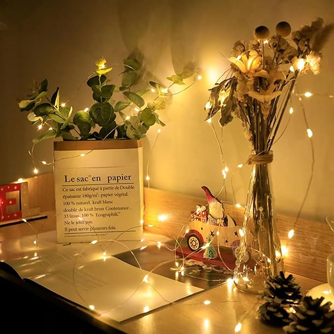 8 Pack Fairy Lights 7Ft 20 LED Twinkle String Lights 3 Modes Battery Operated Waterproof Firefly Starry for Mason Jar Wedding Birthday Party Table Centerpieces Bedroom Christmas,Warm White