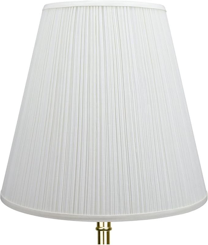 FenchelShades.com Lampshade 9" Top Diameter x 16" Bottom Diameter x 14.25" Slant Height with Washer (Spider) Attachment for Lamps with a Harp (Harp Included) (Pleated White)