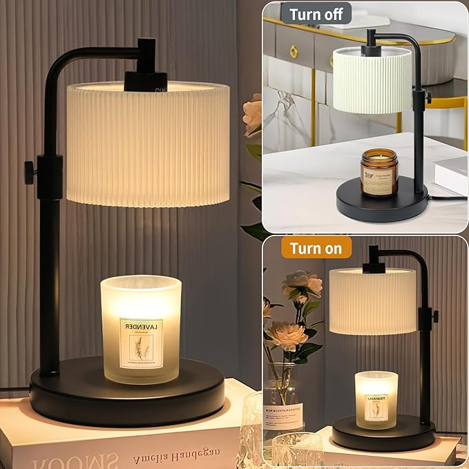 Candle Warmer Lamp, Candle Lamp Warmer with Timer Adjustable Height Wax Warmer Lamp for Jar Candles, Birthday Gifts for Women House Warming Gifts (Black)