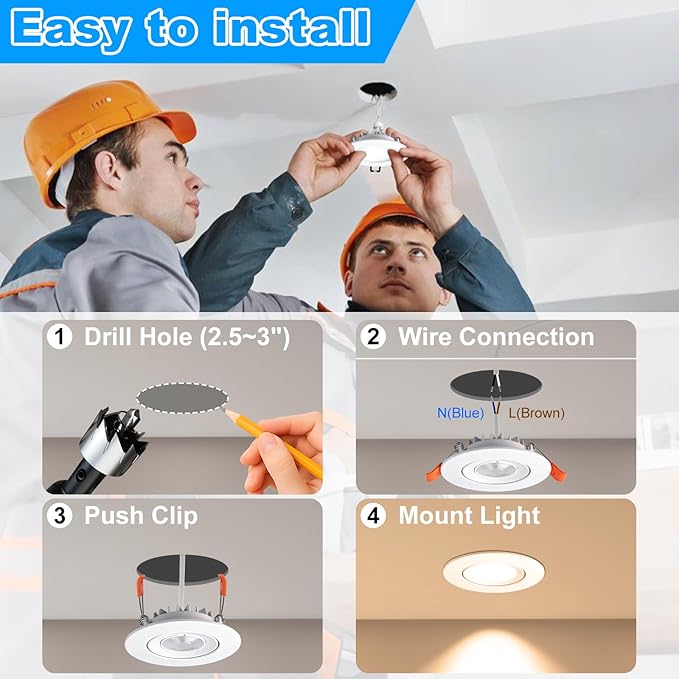 Smart 3 Inch LED Recessed Lighting, Ultra-Thin 60°Adjustable Downlight, 5W WiFi Compatible with Alexa and Google Home, Dimmable RGB & CCT 2700K-6500K, 120V Ceiling Light with LED Driver, 4 Pack