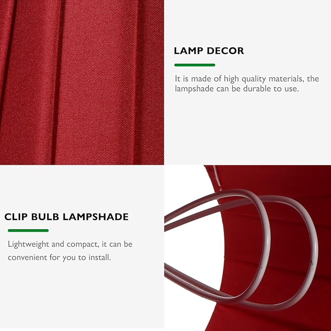 1pc Cloth Lampshade Pleated Lamp Shade Clip On Bulb Light Covers Lamp Shade for Bedroom Table Lamp Floor Light, Red