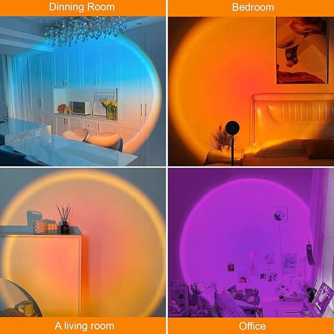 Sunset LED Lamp Projector, 21 Colors Changing App & Remote Control Mood Lighting, Music Sync Ambiance Lighting, Sunset Lamp for Bedroom, Living Room, Aesthetic Room Decor, Birthday Gifts for Women