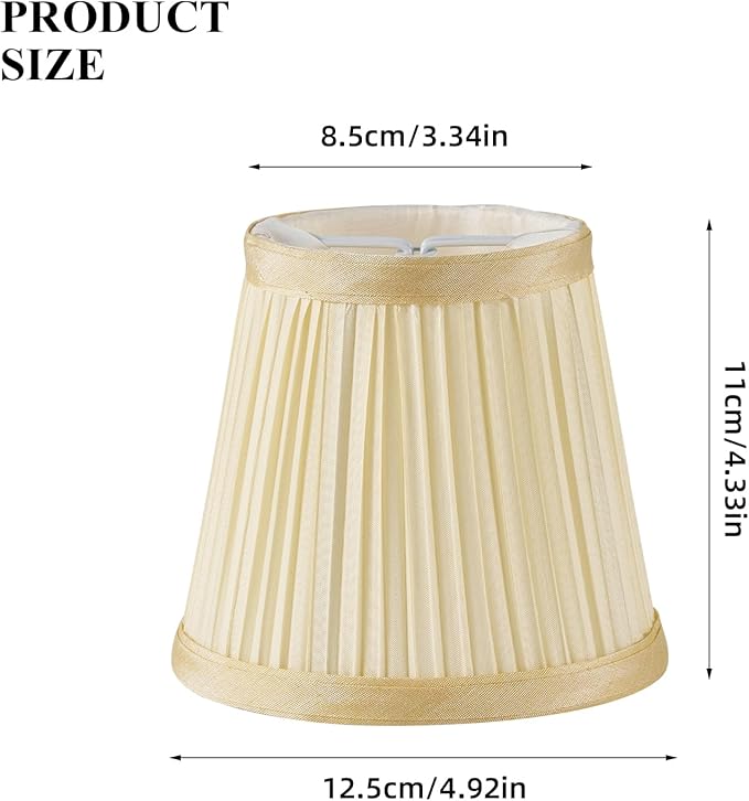 Set of 10 Small Lamp Shade Chandelier Pleated Empire Clip-on Fitter Lampshade 4.9"X3.34"X4.33"for Table Chandeliers Candle Wall Light Replacement(Beige)