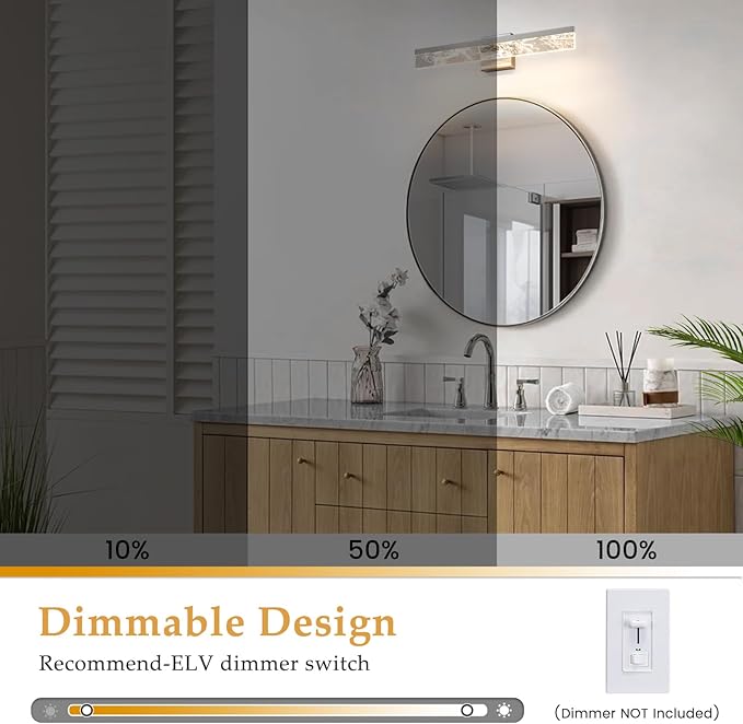 Brushed Nickel Vanity Light for Bathroom - 24 Inch Bathroom Lighting Fixtures Over Mirror 18W 3000K LED Vanity Lights Bar Modern Vanity Light Wall Mount