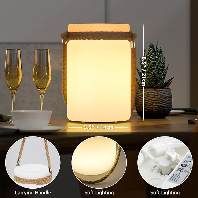 uuffoo 2 Pcs LED Lantern Cordless Table Lamp IP44 Shower Safe with Remote, 8-10H Battery Life RGB Warm White Dimmable for Indoor Outdoor Patio Camping Home