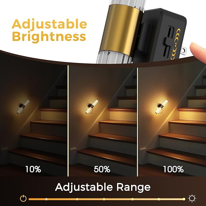 L LOHAS LED Rotating Night Light, Night Lights Plug into Wall, Auto Nightlight Dimmable 100LM, Light Sensor, 3000K Soft Light, LED Acrylic Nightlight Plug in for Bedroom Bathroom Hallway Kitchen,1Pack