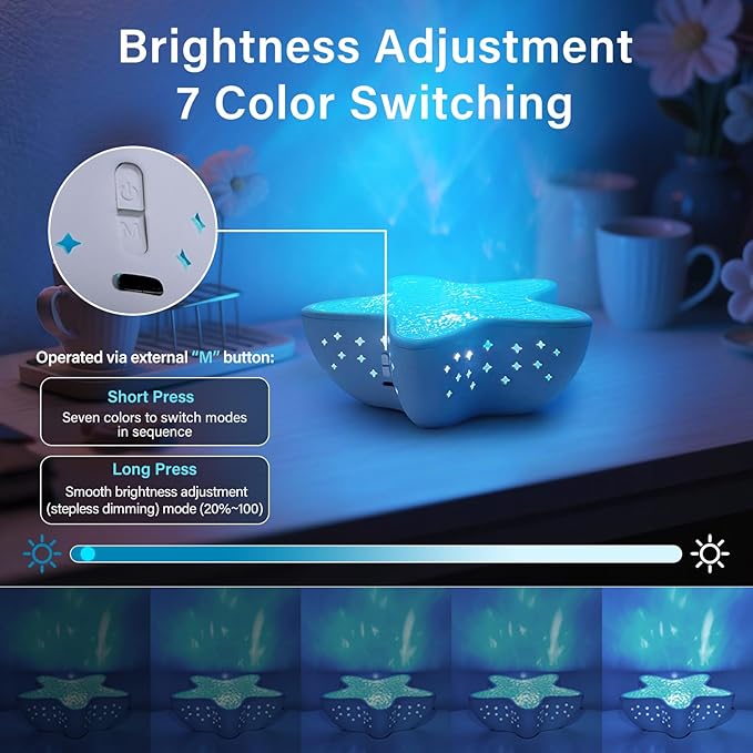 Northern Lights Projector, Ocean Wave Shower Light Projector Light for Bathroom Classroom, Galaxy Night Light for Kids Dorm Decor, Cute Room Decor Aesthetic (White)