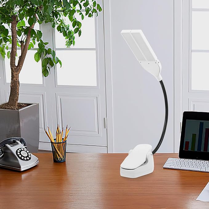 LED Rechargeable Clip-on Music Stand Light Flexible Gooseneck Piano Lamp with LED Desk Light for Upright Piano and Reading Battery Powered Portable Clip for Practice Random Color