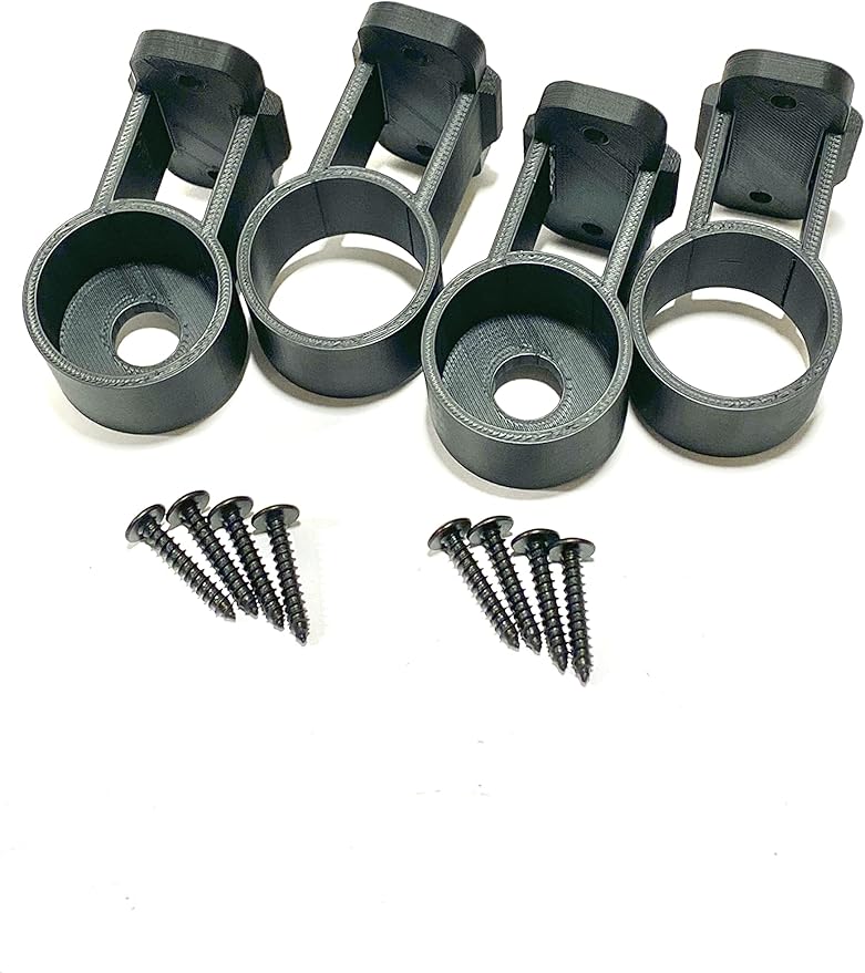 USA Tiki Torch Deck or Fence Mount fits Zoohar Solar Lights Flickering Flame Outdoor Torches and Other 1-1/4” Outside Diameter Poles (4, 2), Black, 1-1/4inch OD