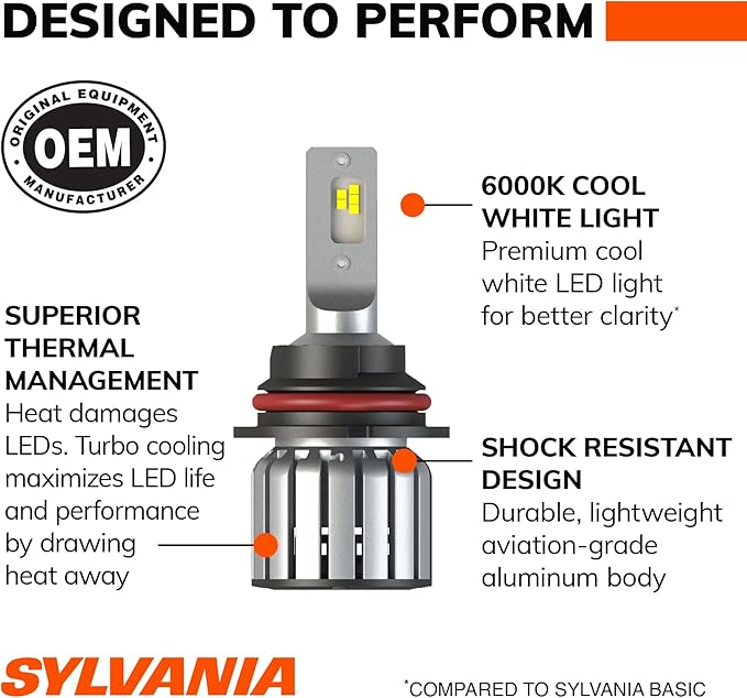 Sylvania 9007 LED Powersport Headlight Bulbs for Off-Road Use or Fog Lights - 2 Pack