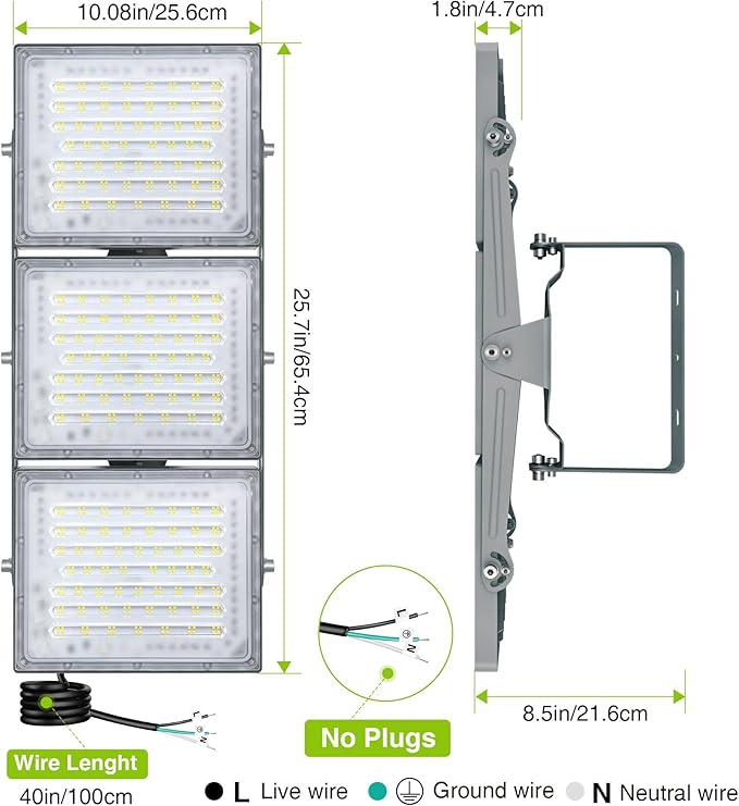 STASUN LED Flood Light Outdoor, Max Series 600W 60000lm 6000K Daylight IP66 Waterproof, Commercial Parking Lot Light,3 Heads for Yard Street Stadium House Floodlight Security Lights for Outdoor Area
