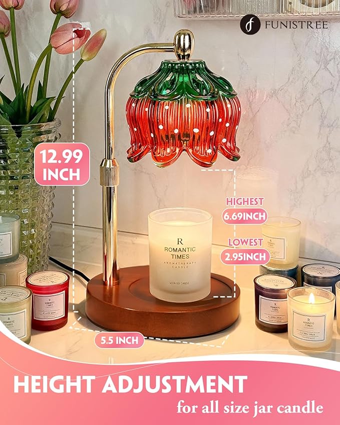 Strawberry Candle Warmer Lamp with Timer & Dimmable Brightness, House Warming Gift New Home, Candle Warming Gift for Anniversary, Birthday Gifts for Women Mom,Flameless Wax Melt Warmer for Jar Candles