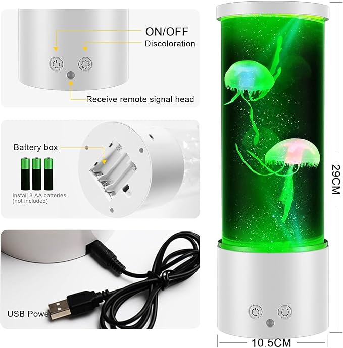 Jellyfish Lamp, 17 Color Changing Jelly Fish Light Mood Lamps for Home Office Room Desktop Decoration, Blue Pink Jellyfish Aquarium Tank Night Light Christmas Gifts for Kids Teens Girls Boys Adults