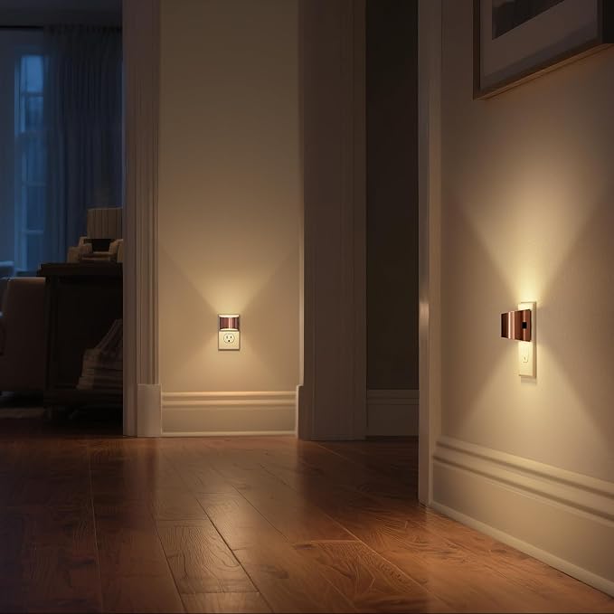 DORESshop LED Night Light[2 Pack], Night Lights Plug into Wall, 3 Level Brightness Adjustable Plug in Night Light, Dusk to Dawn Sensor Nightlights for Adults,Bedroom,Bathroom,Hallway,3000K Rose Gold