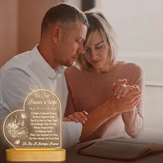 Pastors Wife Appreciation Gifts for Women, 3D Illusion Lamp for Preachers Wife Church Gifts, Soft Warm Night Light for Bedroom Decor